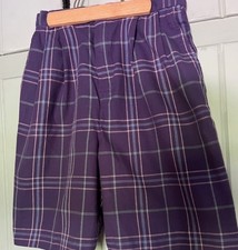Vintage Size 8 Jean Bell Purple Plaid Pleated Trouser Shorts