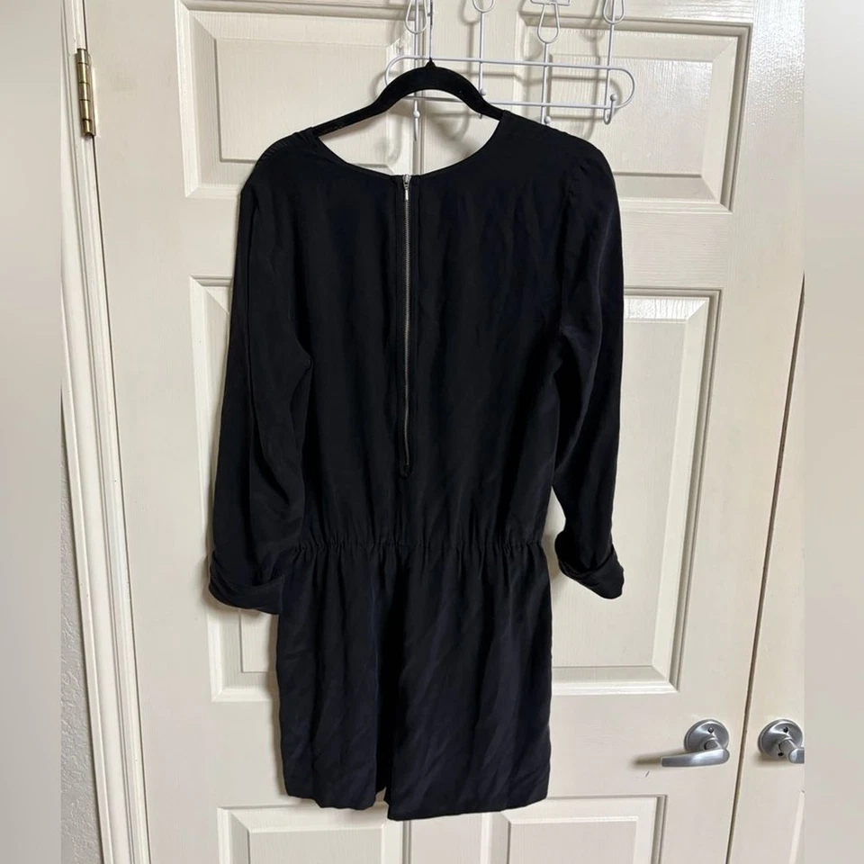 Mameluco Club Monaco 100 % seda negro plisado boho de lujo Foto 3 de 4