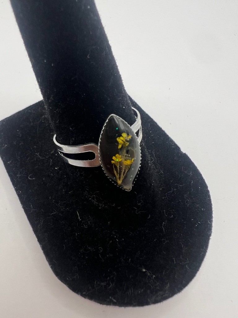 Pressed Flower Resin Ring Adjustable Botanical Co… - image 3