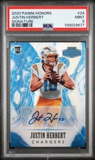 2020 Panini Honors Justin Herbert Blue Color Match RC Auto /25 Chargers PSA 9