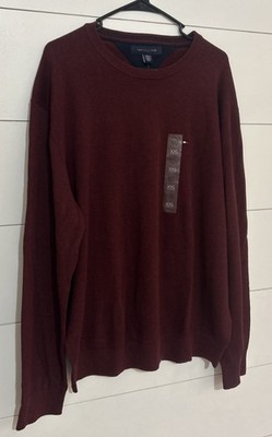 NWT Tommy Hilfiger Crewneck Pullover Sweater Solid Red Men s Size XXL (Maroon)
