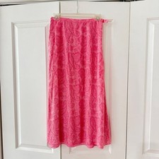 Vintage 90s Y2K Talbots Pure Silk Pink Paisley A-Line Midi Skirt