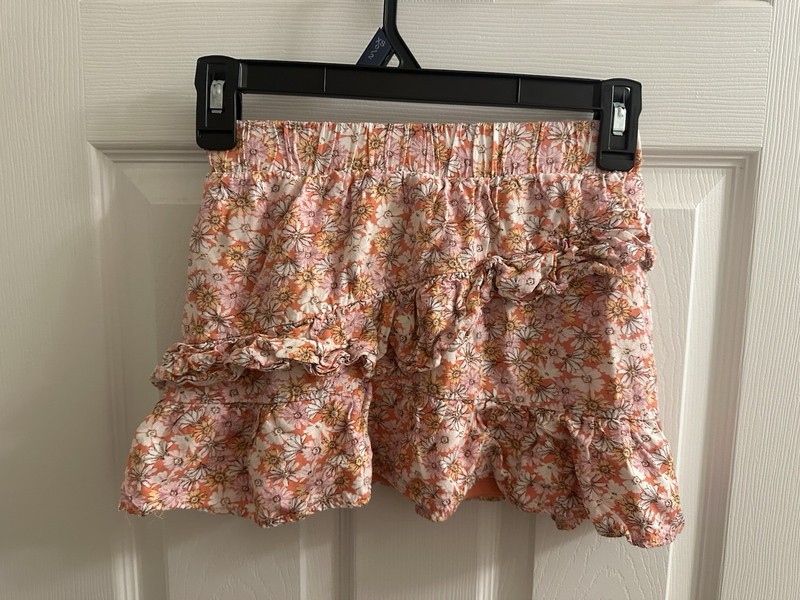 Art Class Girls Floral Skirt Size medium 7/8 Orange summer kids