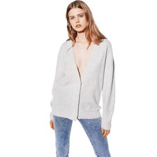 IRO Women  s Aelta Wool Blend Snap Front Cardigan in Cloudy White XL