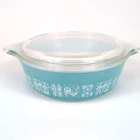 Vintage 471 Pyrex Amish Butterprint 1 Pt Casserole Dish Lid Turquoise Blue Round