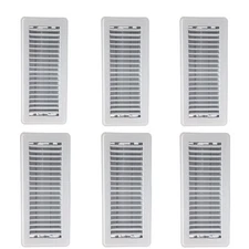 Hartford Ventilation 4" x 10" Floor Vent Covers White 6 Pack - Heavy Duty Wal...