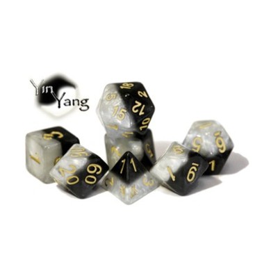 Gate Keeper Halfsies Dice Poly Set - Yin-Yang w/Gold (7) New