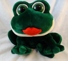 Russ Berrie Smooches Green Frog Lips Plush Stuffed Animal 10" Working w/ Tag