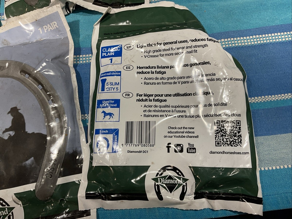 2 Ferri Di Cavallo Classici Lisci Diamond 00 &ndash; Acciaio Per Mascalcia Professionale, Spessore 1/4