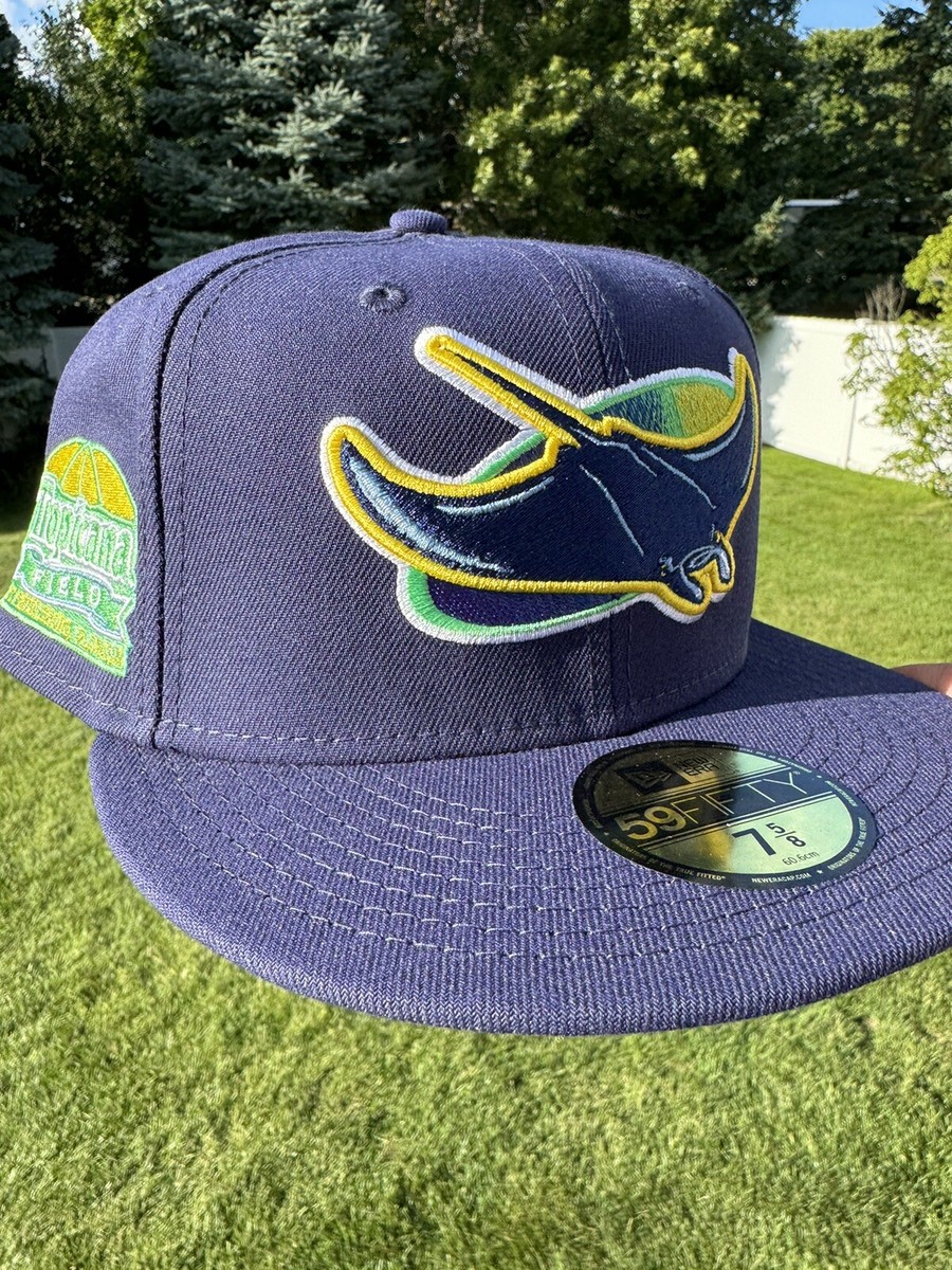 New Era 59Fifty Tampa Bay Devil Rays Fitted Hat Size 5/8 Lime UV Tropicana