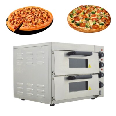 110V Commercial Double-Decker Electric Pizza Oven Hamburger Bun Bread Oven
