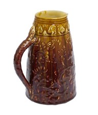 Linthorpe Pottery Treacle Glaze Moulded Jug 1880s Antique