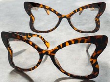 OVERSIZE EXAGGERATED RETRO Clear Lens EYE GLASSES Large Funky Butterfly Frame C3