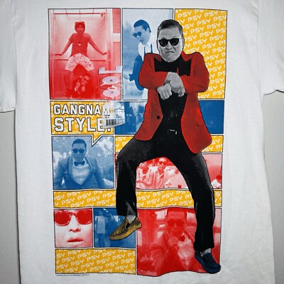 PSY Gangnam Style Graphic T-Shirt Men's Size Medium White (NEW