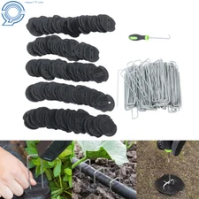 401 PK 6 Inch Galvanized Garden Stakes Landscape Staples With Gasket Washer Caps