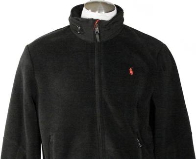 Ralph Lauren Polartek Hooded Zip Front Black Fleece Jacket Men's