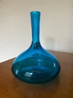 vintage Blenko blue glass decanter no stopper mid-century modern MCM