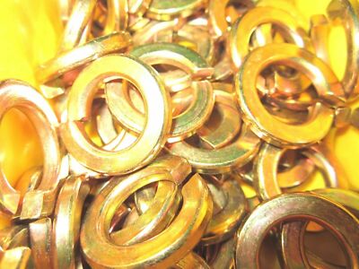 Yellow Lock Washers 100 9/16 Split Lock Washers Grade 8 Yellow Zinc | eBay