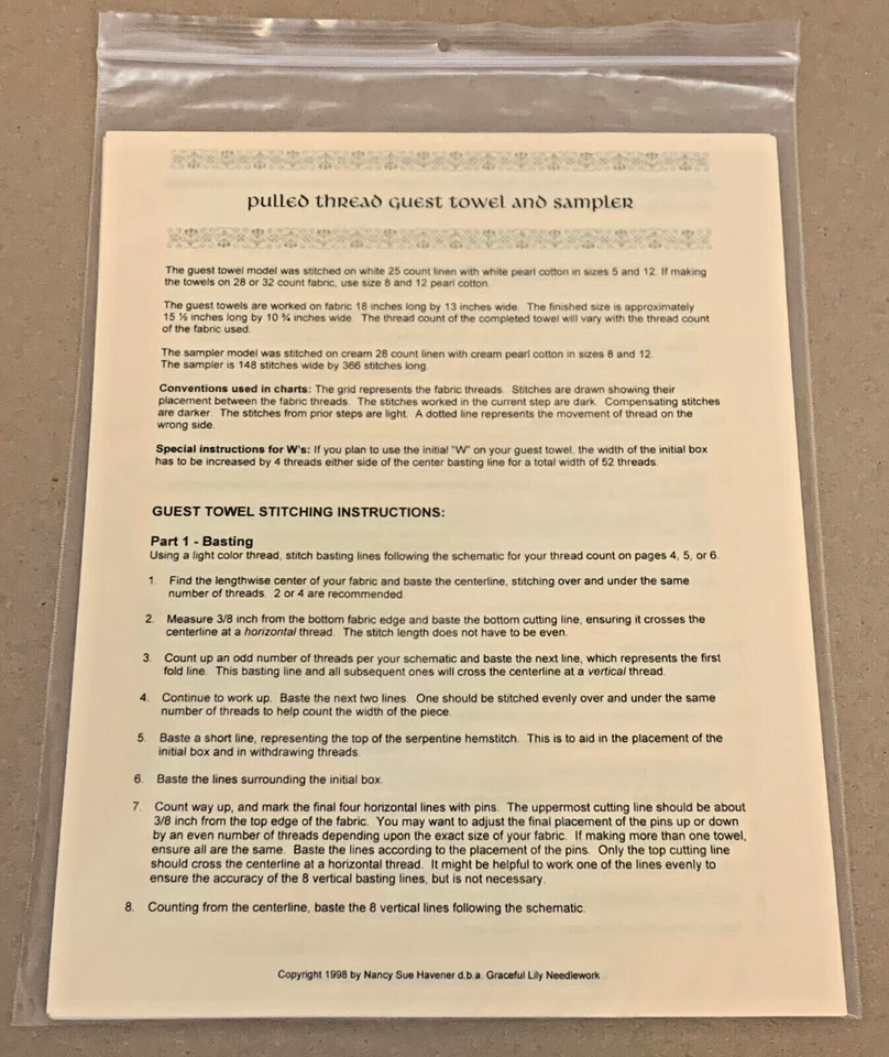 Graceful Lily "Pulled Thread Guest Towel & Sampler" Embroidery Patterns - Image 2 of 2