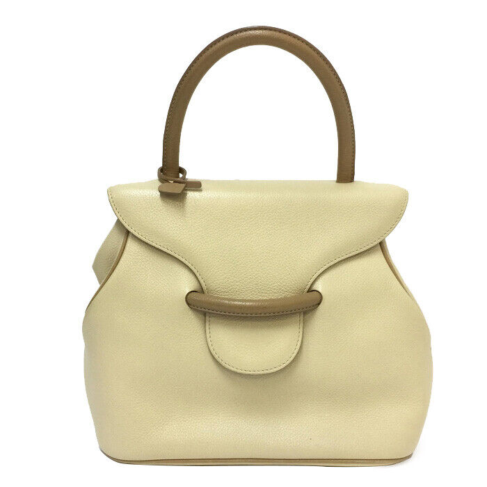 Delvaux Leather BALTIMORE handbag cream Beauty w/Storage bag