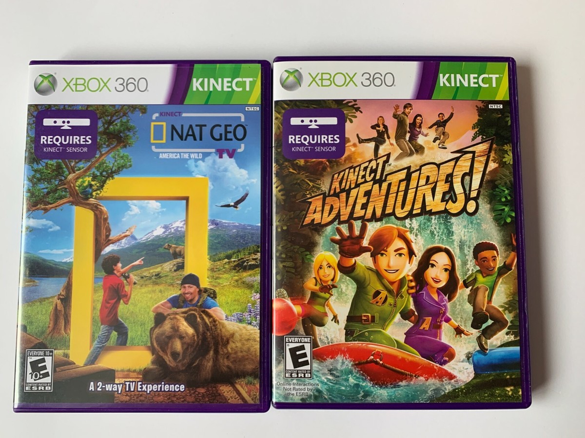 (2) Xbox 360 Kinect Games Kinect Adventures and Nat Geo America the Wild