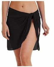 Sunsets BLACK Women's Mesh Beach Sarong Mini, One Size
