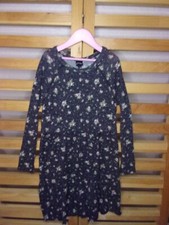Art Class Dress Girls Size 10/12 Black Floral Long Sleeve