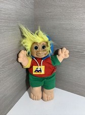 Russ Berrie Troll Doll Boy in Colorful Hoodie Plush 12" Dressed Yellow Hair