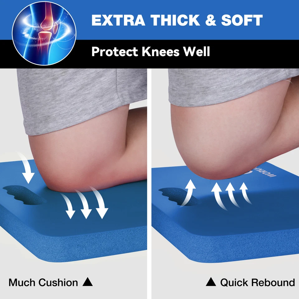 WORKPRO Extra Thick Kneeling Pad 2-Pack Soft Foam 17.5 x 11 x 1.5 in Blue - Image 4 of 4
