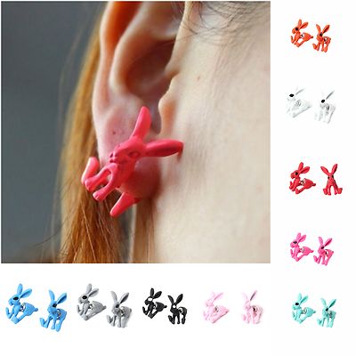 3D Front Back Ohrringe Hase Bunny Ohrstecker Earring in 9 Farben