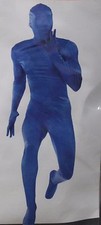 BLUE SKIN SUIT COSTUME Adult Men Medium Spandex Bodysuit Full Cover Zentai NEW