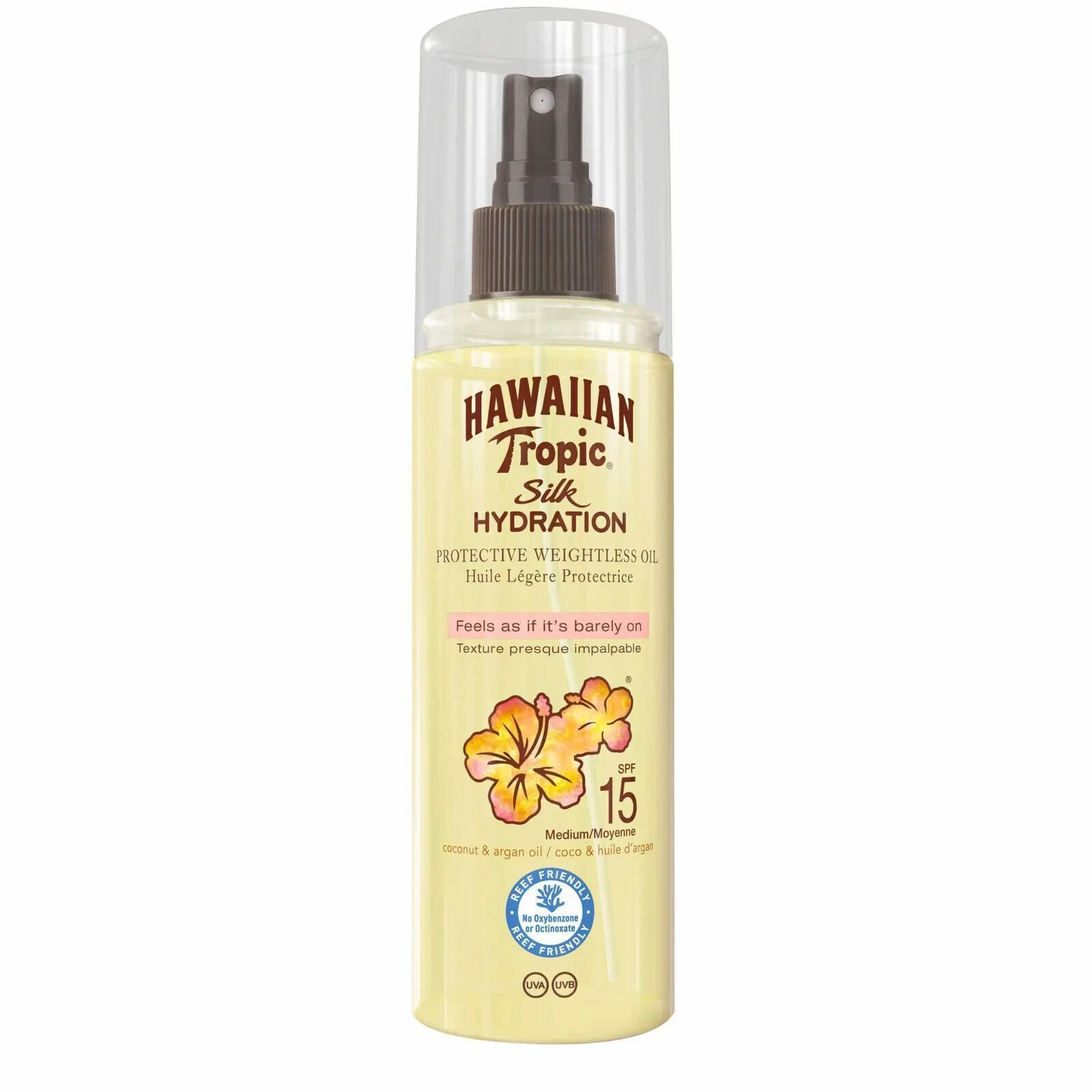 Niebla de aceite seco hidratante Hawaiian Tropic Silk FPS 15 150 ml