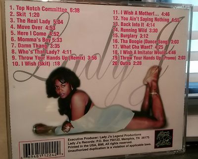THE LEGEND LADY J, 2005 Hardcore/ Ganster Rap CD, INTERNATIONAL