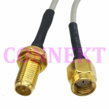 RP-SMA male to RP-SMA female nut crimp RG405 0.086" cable jumper pigtail 15cm