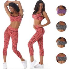 Damen Sport Set Kompression Zweiteiler Trainingsanzug Top Leggings sexy 32 34 XS