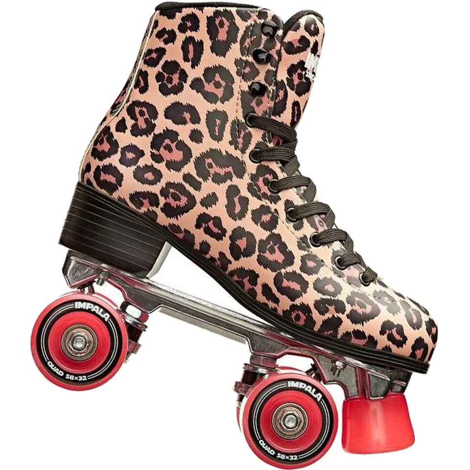 Impala Quad Skates Rollschuhe Rollerskates Artistik Retro Damen Leopard Muster