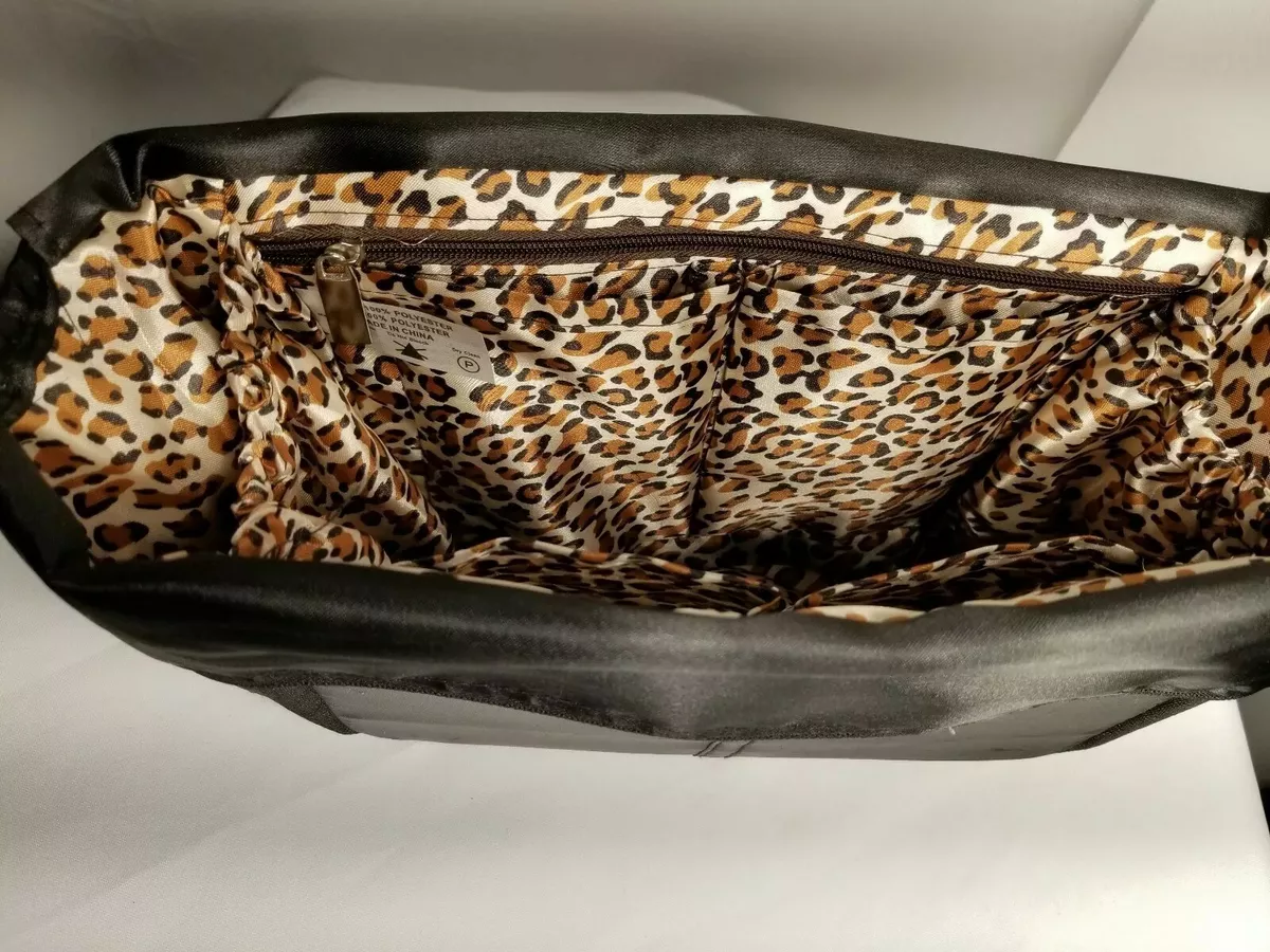 PURSFECTION Purse Organizer Black Satin Animal Print Lining