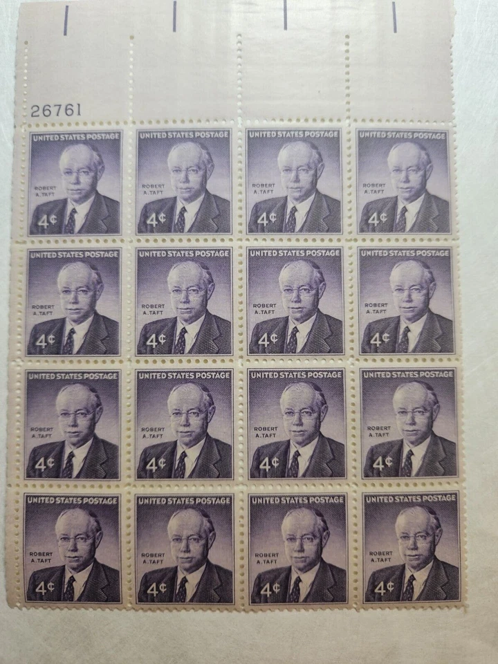 ALLY'S STAMPS US Plate Block Scott #26761- 4c Robert Taft - MNH - F/VF [STK] - Image 2 of 2