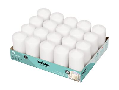 BOLSIUS Set of 20 White Pillar Candles - 2x4 inch Unscented Candle Set - Drip...