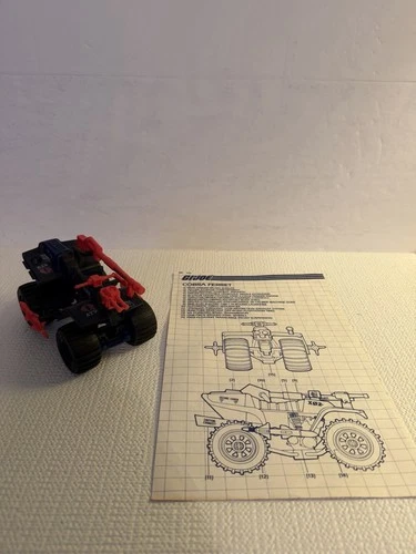COBRA FERRET ATV w/Blueprint Vintage 1985 Hasbro G.I.Joe ARAH Complete
