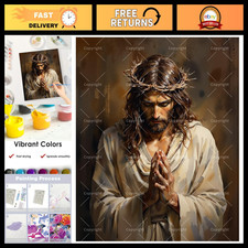 DIY Jesus Praying Paint by Numbers Kit 16x20" - Framed Canvas Art for Beginners,