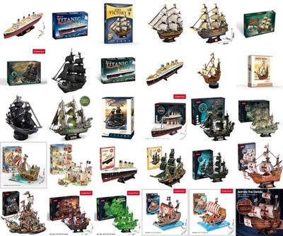 Cubic Fun 3D Puzzle Ships   22 to 360 Pieces LED Light Option Pick Model...
