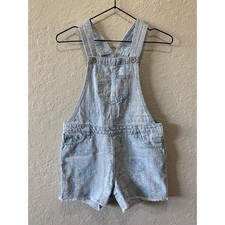 The Children's Place Girls Blue Denim Paisley Overall Shorts Size 10