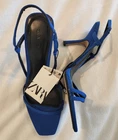 NWT Zara Size US 7.5 EU 38 Blue Strappy Heeled Sandals Heels 3"  1321 / 110 /009