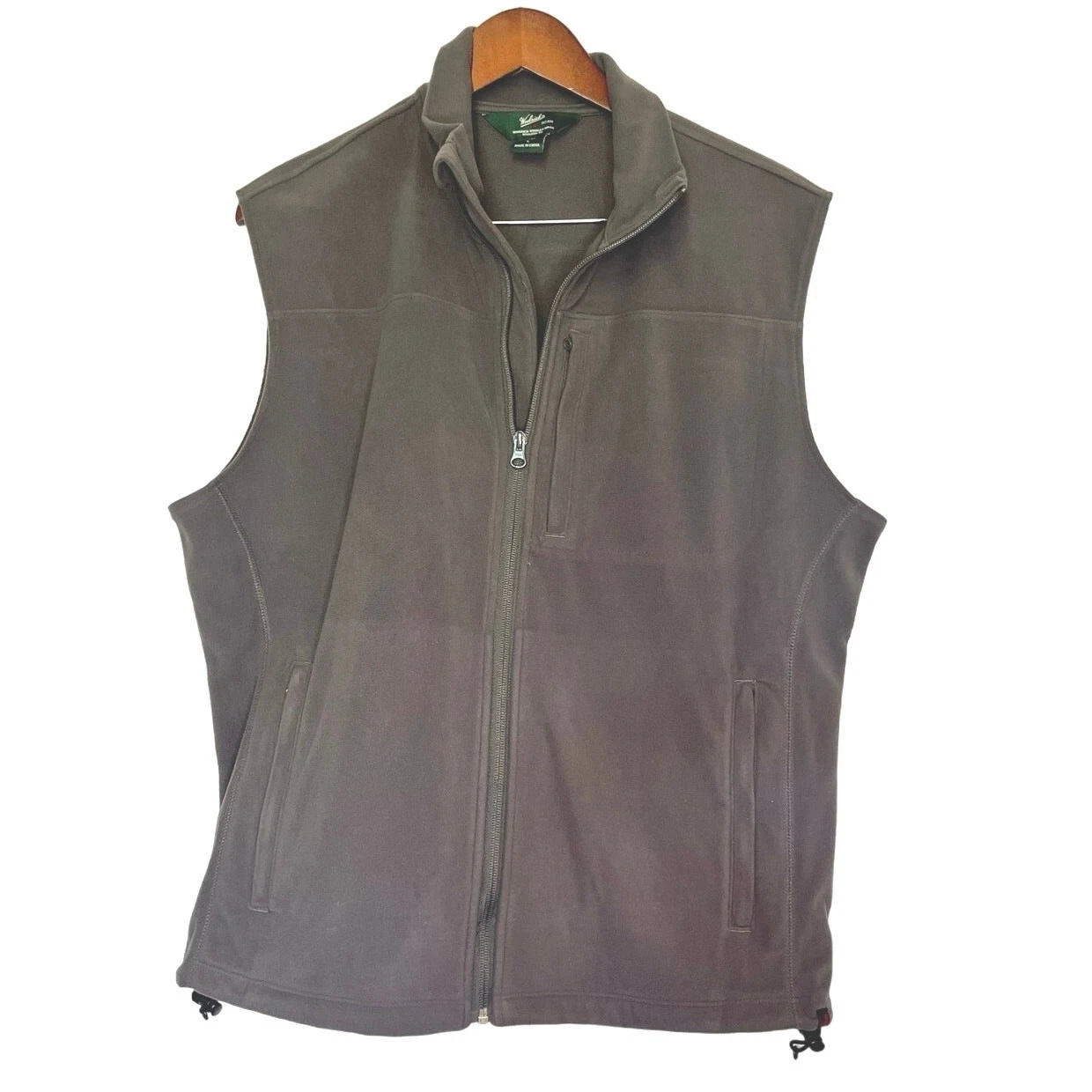 Woolrich Men’s Gray Fleece Vest Pockets Sz L, Gorpcore Hunting Camping Outdoors