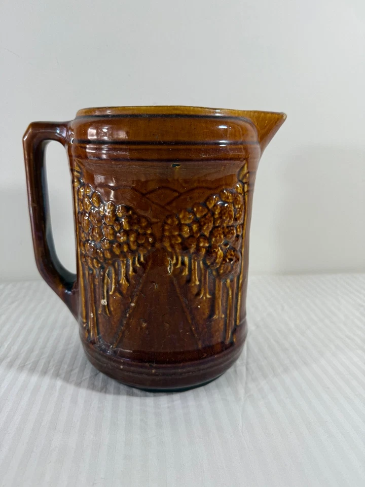 Jarra Pincel McCoy Avenue of Trees Vintage - Esmalte Marrón Gres Piedra Marrón Foto 3 de 4