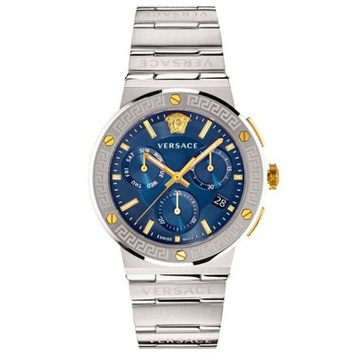 Versace VEZ900221 Blaue 43 mm Greca Logo Heren Uhr