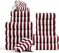 18-Piece Microfiber Bath Towels Set - 6 Bath Sheet, 6 Hand Towels, 6 Washcloths,