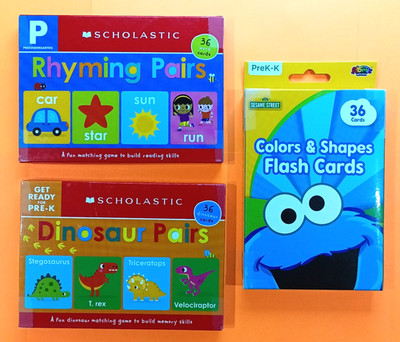 Scholastic Sesame Street Flash Cards 3 Pack Set Lot # 005 Dinosaur Rhyming Color