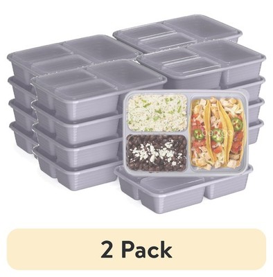 (2 pack Prep 3-Compartment Meal Prep Containers W/ Lids PFAS & BPA Free